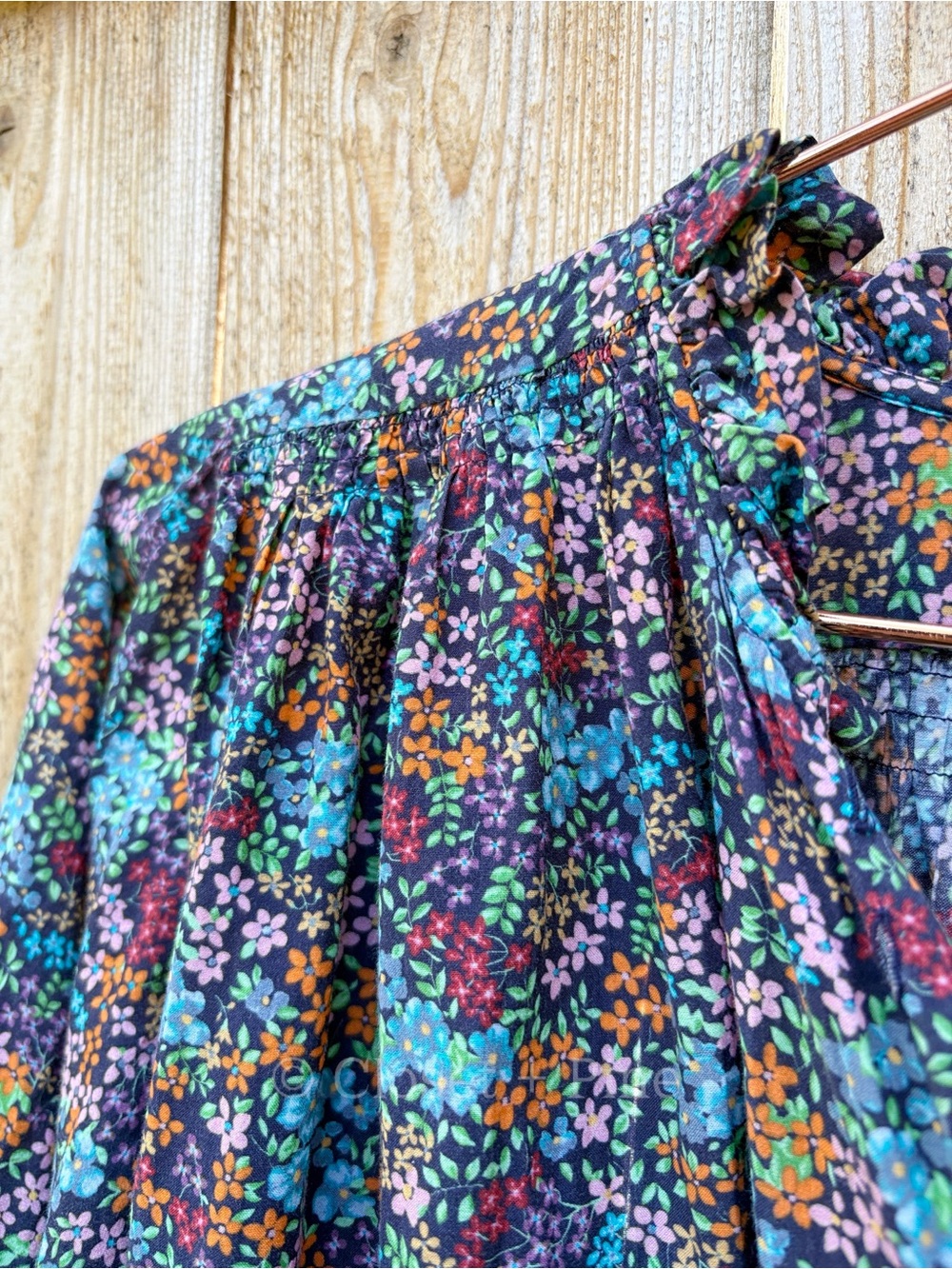 Doen Rose Top in Navy Lady Bird Floral Size XS Blouse Cottagecore Prairie Boho - Picture 7 of 17